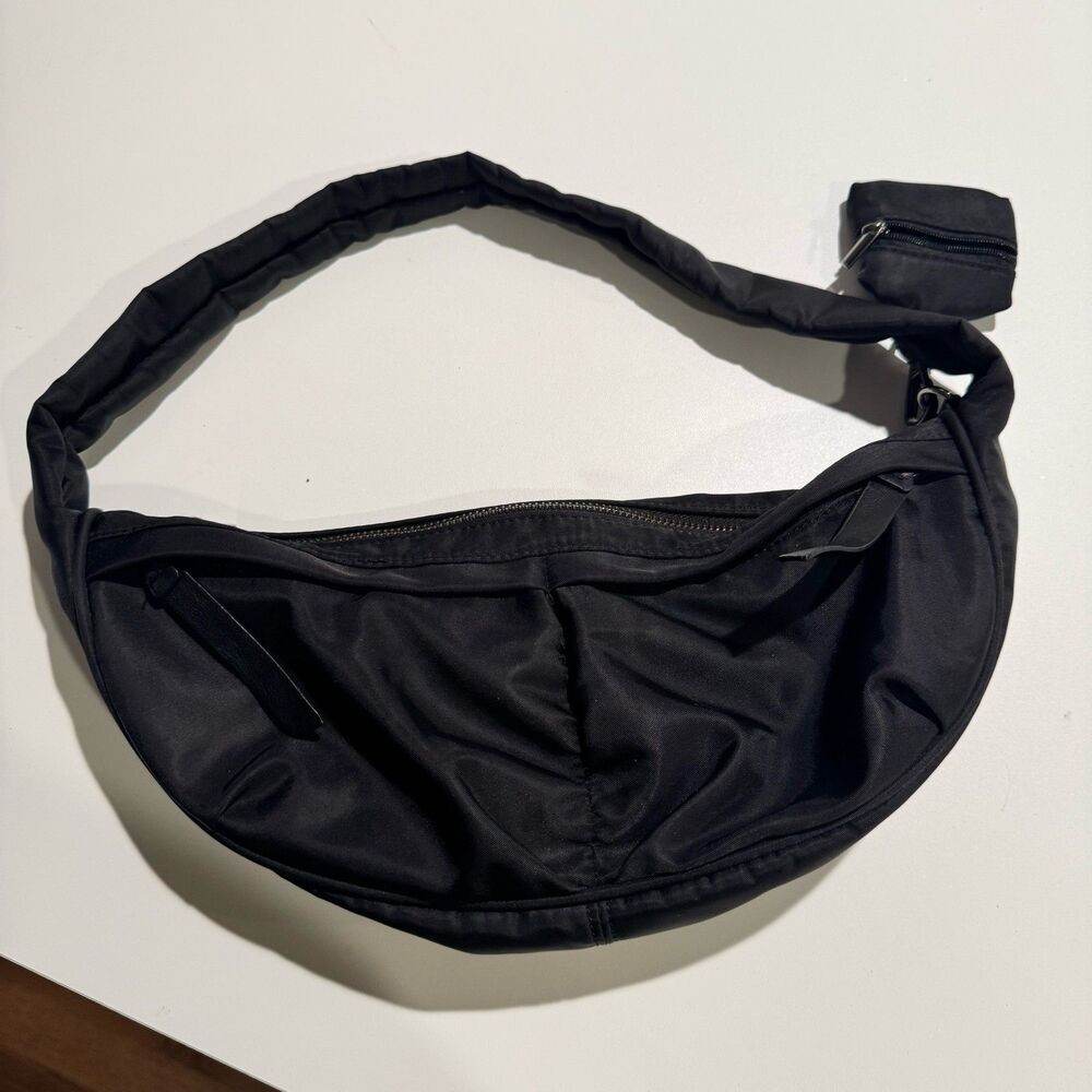 Jason Wu Black Nylon Crescent Hobo Shoulder Bag with Mini Pouch